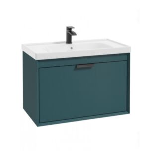 Fjord 800mm Wall Hung Unit Matt Ocean Blue Matt Black Handle