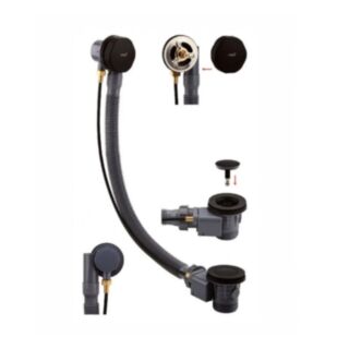 Sync Brass Luxury Round Bath Pop Up Waste Matt Black