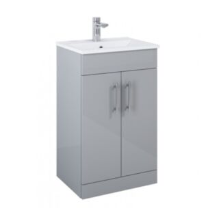 Belmont 500mm Square Floor Standing Vanity Unit Gloss Light Grey