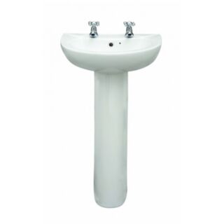 Strata 530mm Basin & Full Pedestal 2 Tap Hole