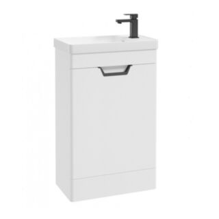 Freya 550mm 1 Door Floor Unit Matt White Matt Black Handle