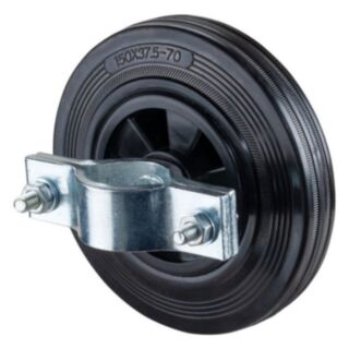 Construction Fence Castor 150mm Rubber Black